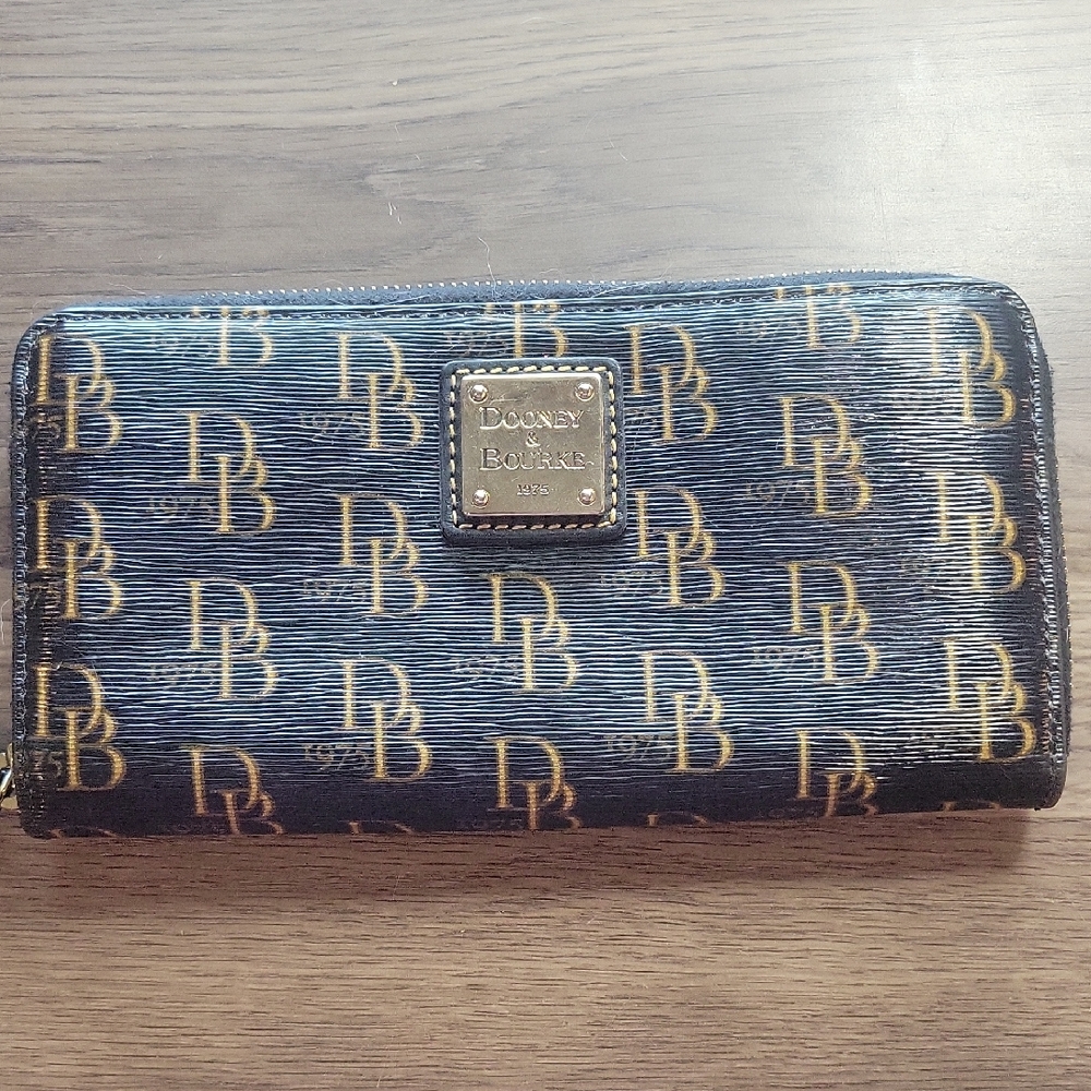 Dooney & Bourke Black and Gold Logo Wallet